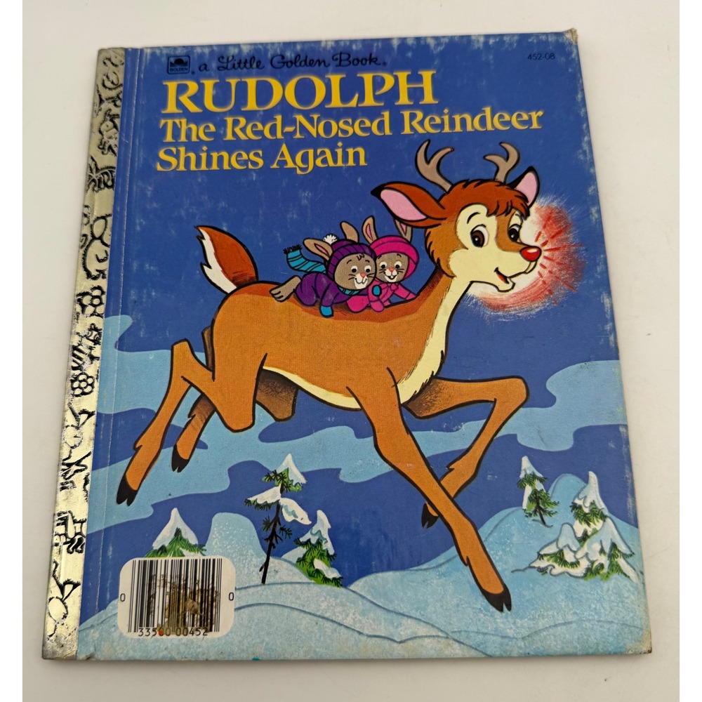 1982 Rudolph The Red-Nosed Reindeer Shines Again Little Golden Book 452-08